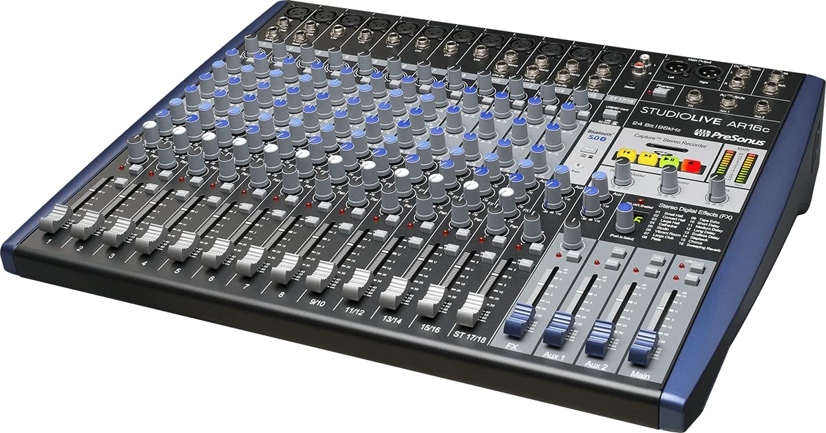 PreSonus StudioLive AR16c Mezclador Analógico/Interfaz de Audio 18 Canales Compatible USB-C/Grabador SD Estéreo