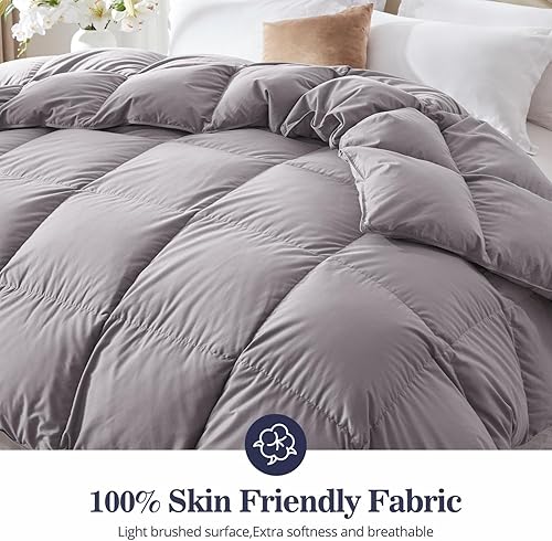 Miniatura 3 de Edredón de plumón de ganso blanco fusión, pesado y cálido para el invierno, relleno de plumón 650, exterior de 100% algodón, 300 hilos,