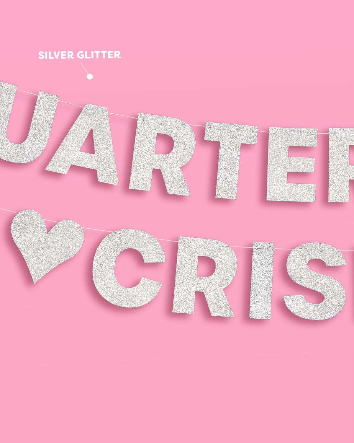 Quarter Life Crisis Banner - Gold Glitter 25th Birthday Decorations, Happy 25th Bunting Sign