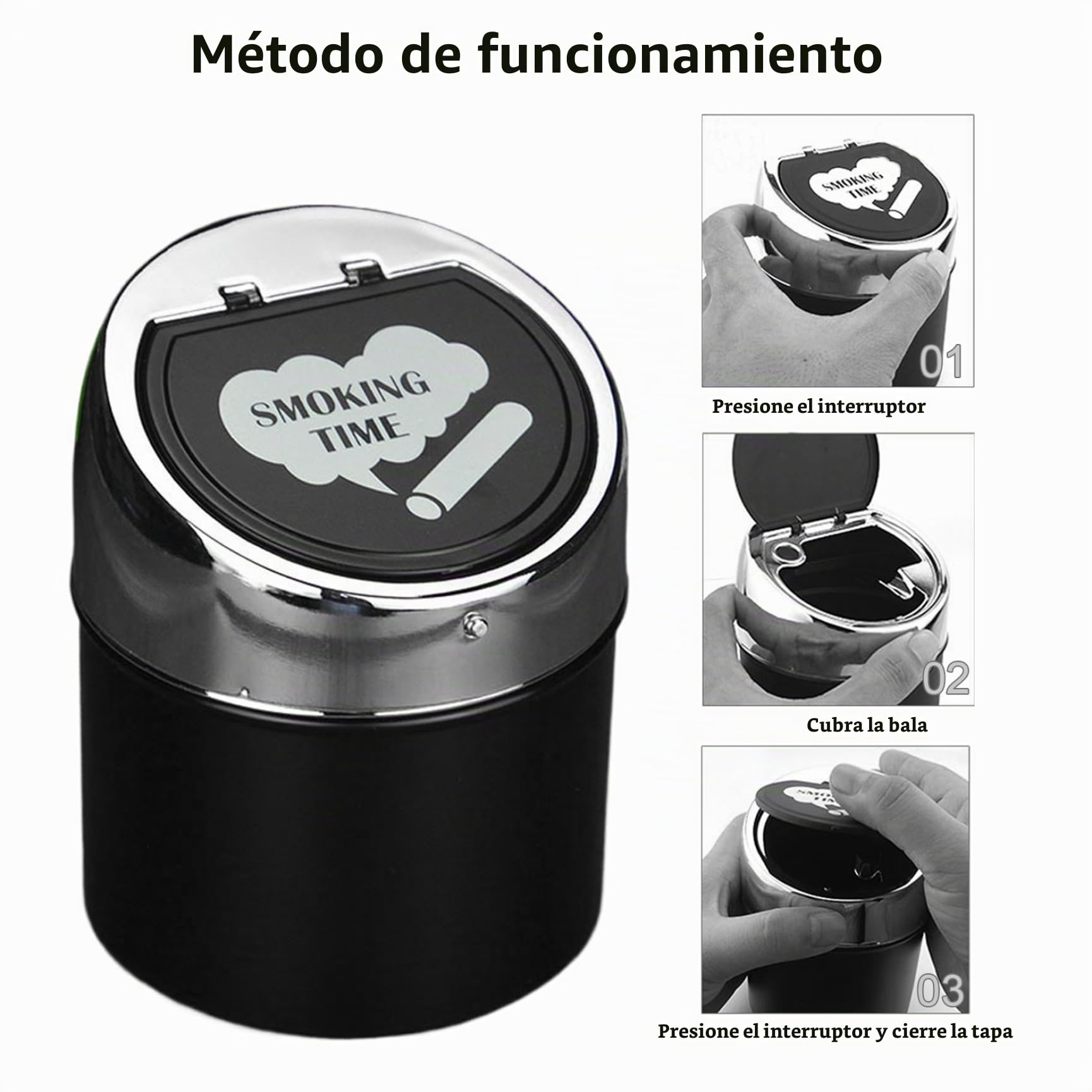 Cenicero con tapa, cenicero sellado con estampado bonito, lavable de 3, 5x4, 7 pulgadas con soporte para humo para el hogar y el coche