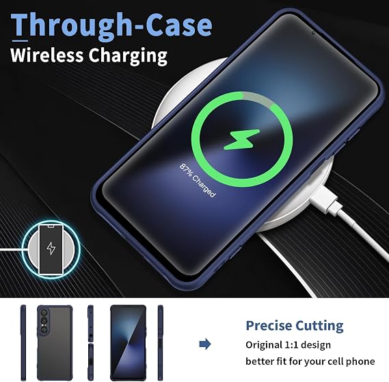 Case for Sony Xperia 1 VII,Translucent Matte Hard PC Back & Soft TPU Bumper Protective Phone Cover with Dropproof,Anti-Fingerprint,Slim Frosted Case,Blue
