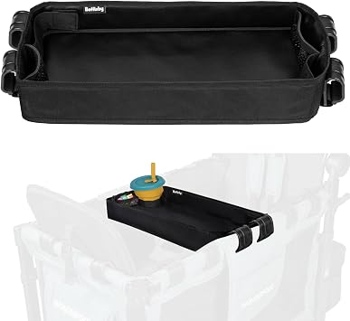 Double Sided Stroller Tray Fits for Wonderfold Wagon- Kids Snacks & Activities - Faux Leather Sides for Eating - Cup Holders & Mesh Pockets, Play On the Go, 15" L x 7.5" W x 3" H W2 Series