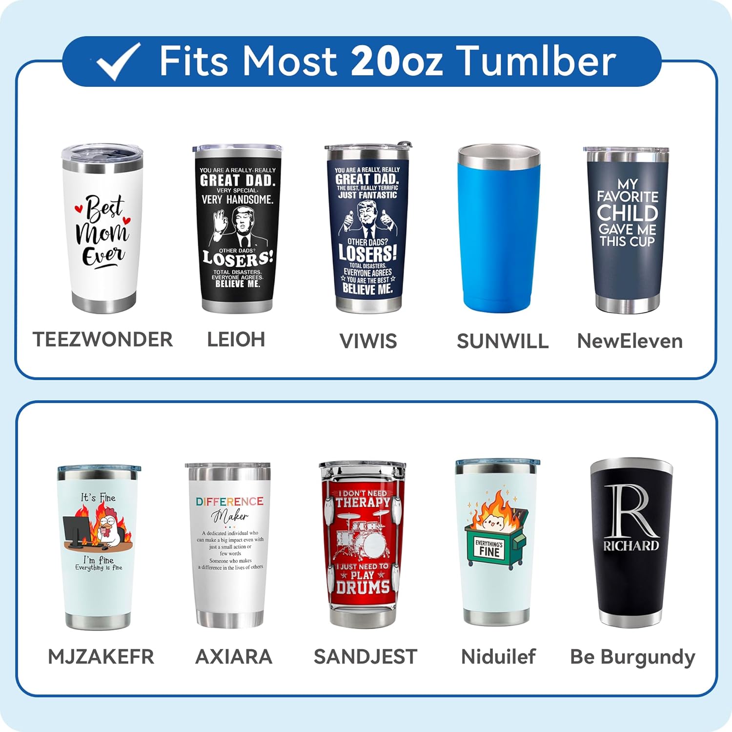 20 oz Straw Lid - Replacement Leak - Proof Cover for 3.2 - inch Press - Fit Cup Mouths of Brands: TEEZWONDER, LEIOH, VIWIS, SUNWILL, NewEleven, MJZAKEFR, AXIARA, Niduilef, SANDJEST (Black) - Image 3