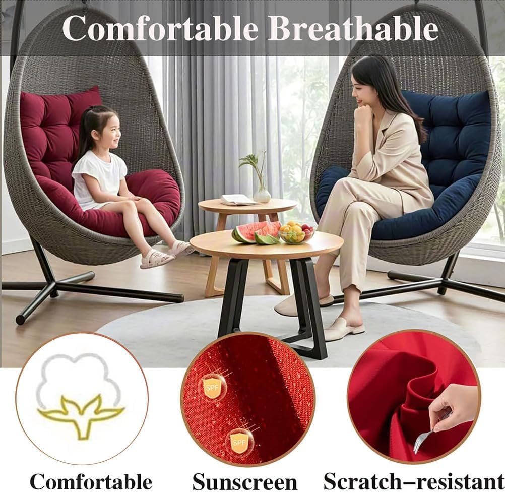 Genérico Cojín para Silla Colgante De Exterior, Cojín De Jardín,Cojín Lavable para Mecedora, Cojín para Columpio Colgante, Engrosado Cojín para Asiento De Cesta Colgante,Blanca