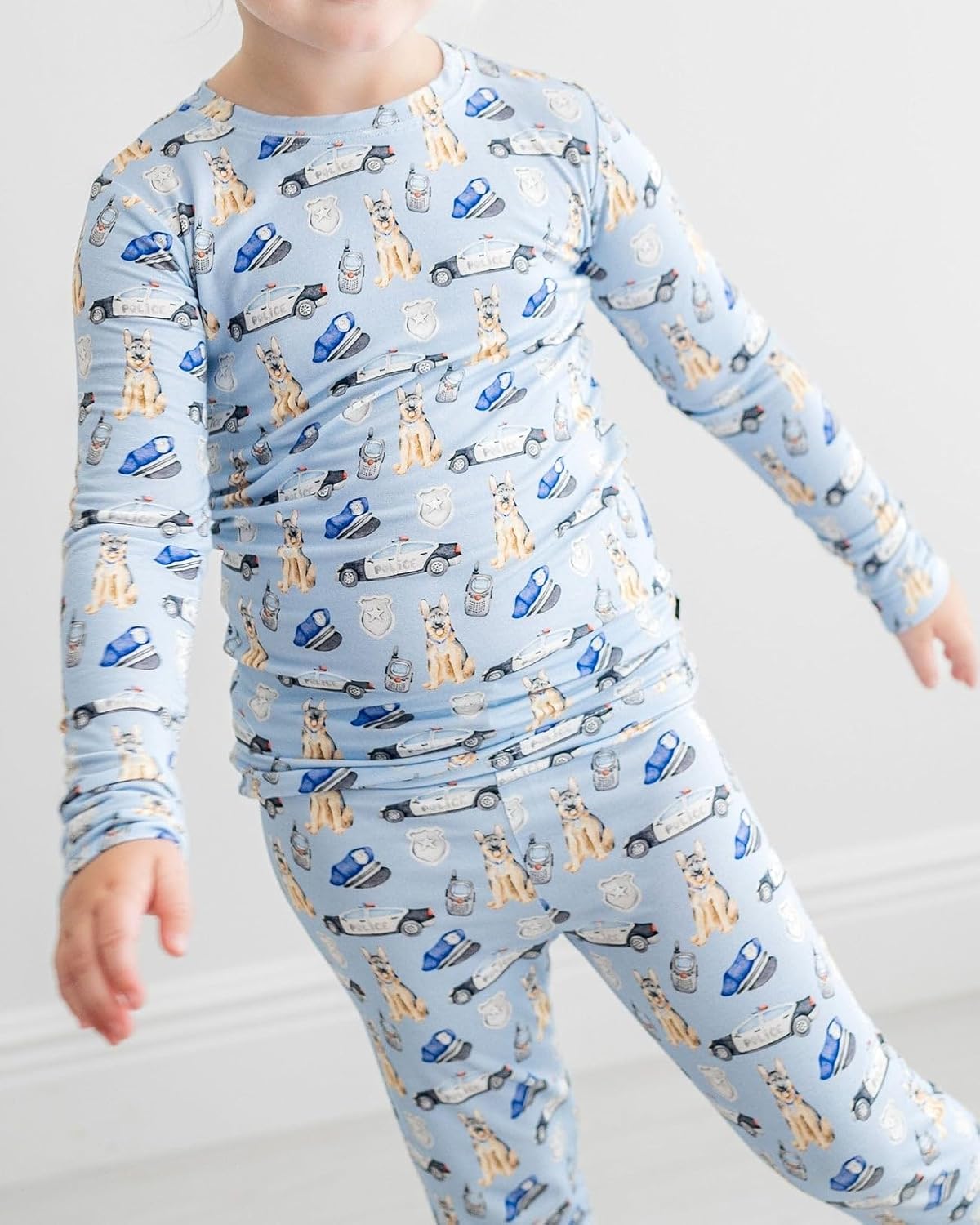Lev Baby Blue Bamboo Pajama 2-Piece Lounge Set, Sustainable Pajamas, Long Sleeve, Washable, Cute Pajama Jumper