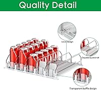 Vista 6 de Organizador de bebidas para nevera - Deslizador automático blanco, dispensador de soda para nevera - Sostiene hasta 15 latas - 12oz 16oz 20oz