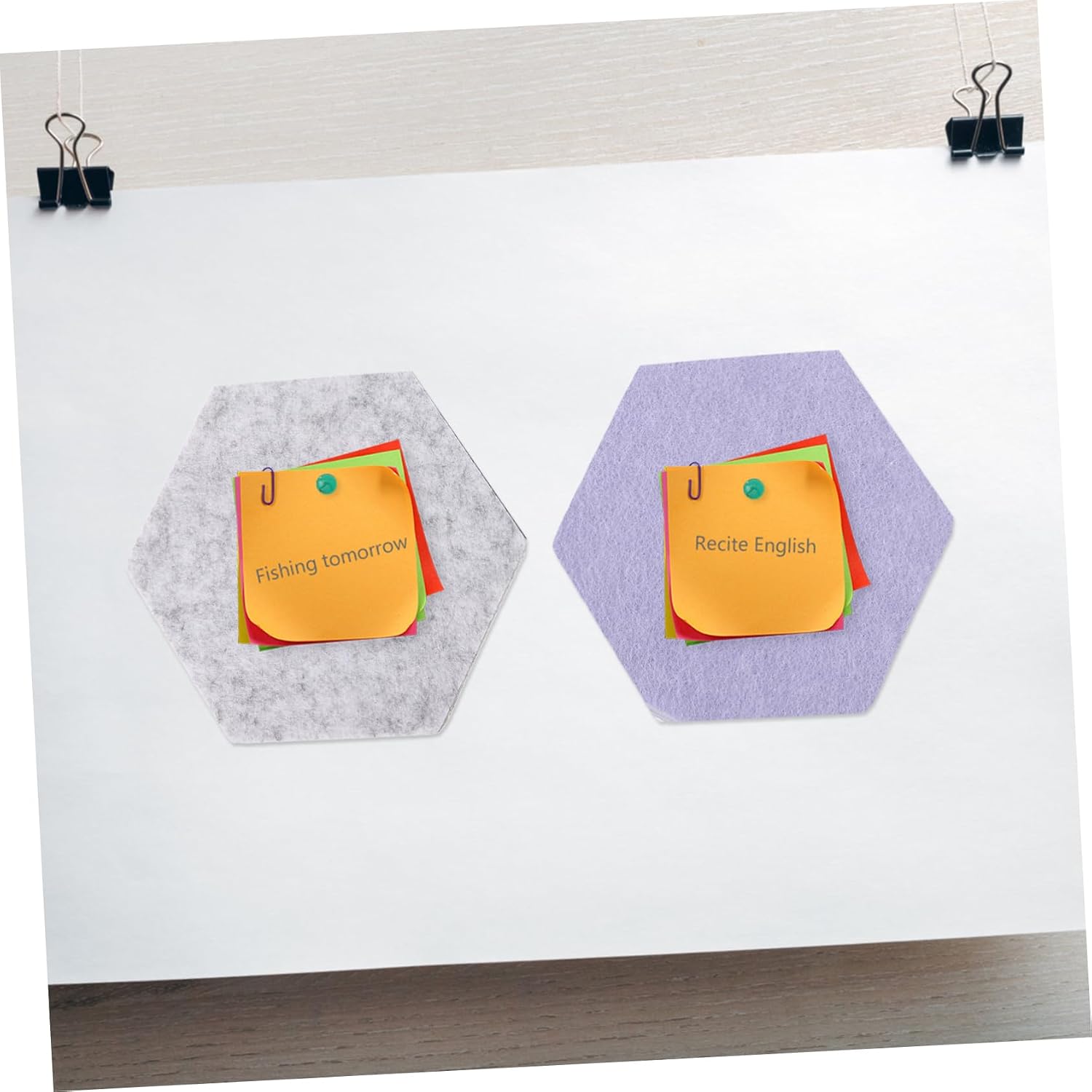 STOBAZA 6pcs Hexagon Wall Panels Felt Board Wall Decorative Bulletin Board Self-Adhesive Cork for Kindergarten and Living Room