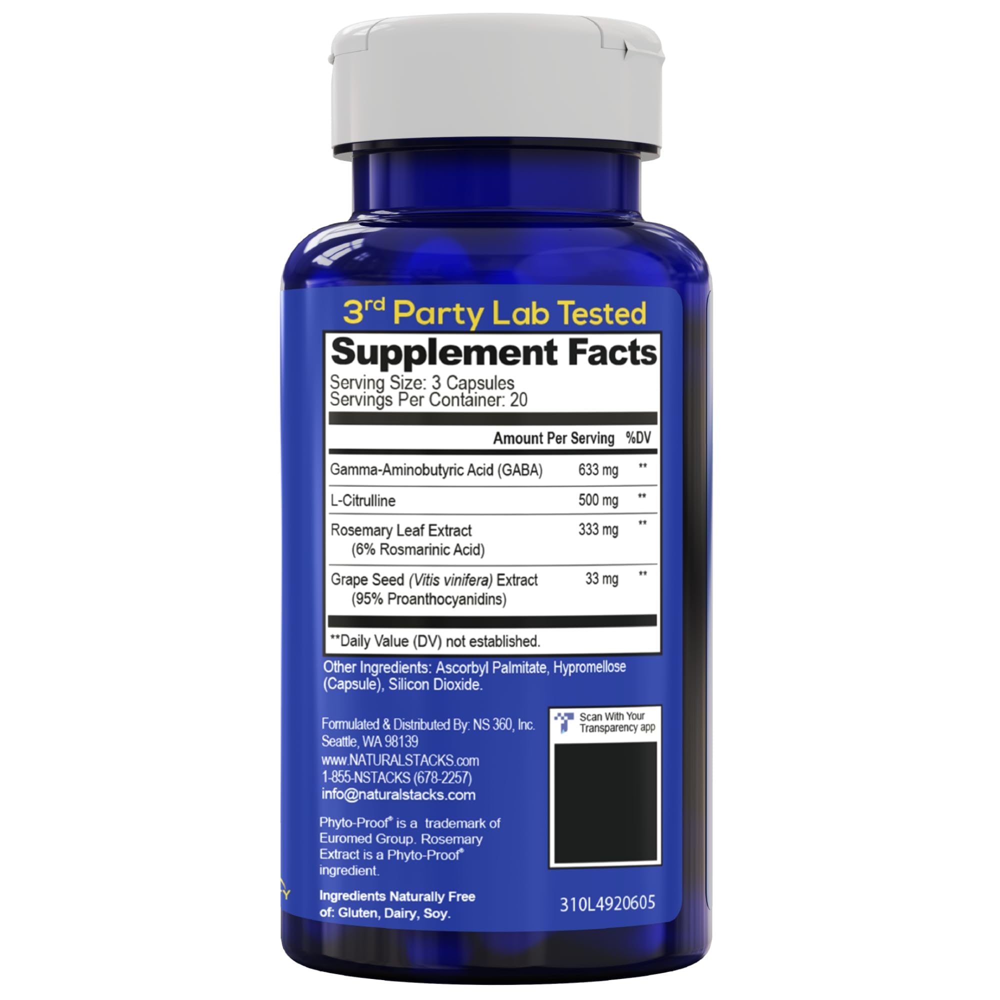 GABA Brain Food, Sleep & Relaxation Support with L-Citrulline, 60 Count — Amazon image 7