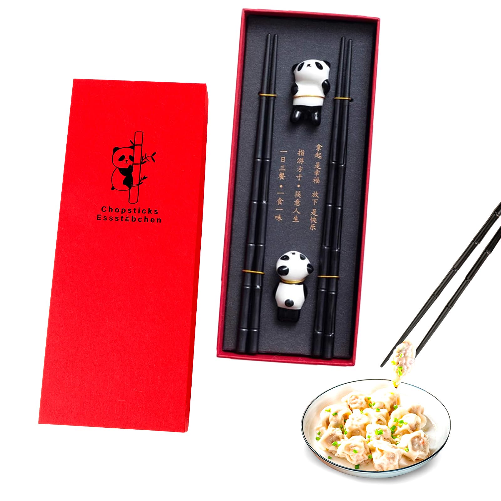 Yqhugbc 2 Paar Essstäbchen, Stäbchen zum Essen, Anti Rutsch Stäbchen