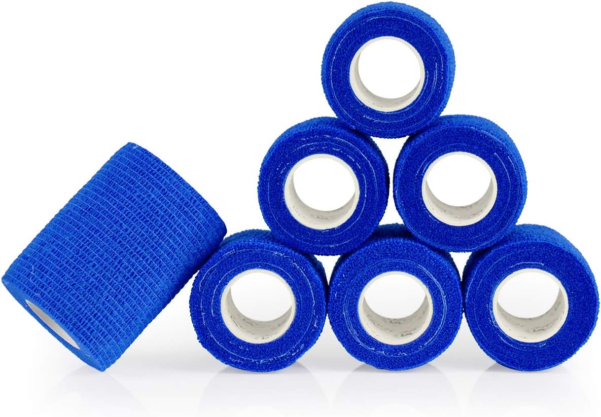 6 Rolls Cohesive Bandages 7.5cm x 4.5m, Elastic Adhesive Bandage Widedly Used in Medical, Sports and Veterinary Area - Blue