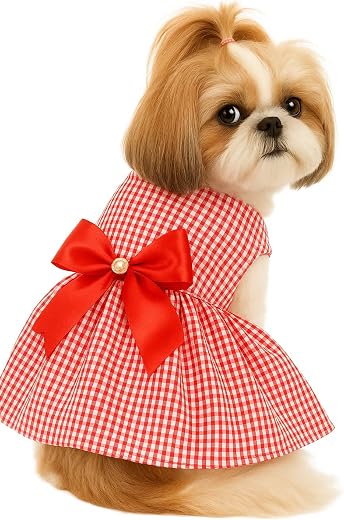 KUTKUT Small Dog Girl Stripe Dress for Puppy Clothes Female Princess Tutu Frock Skirt Summer Shirt for Shihtzu, Maltese Ca...