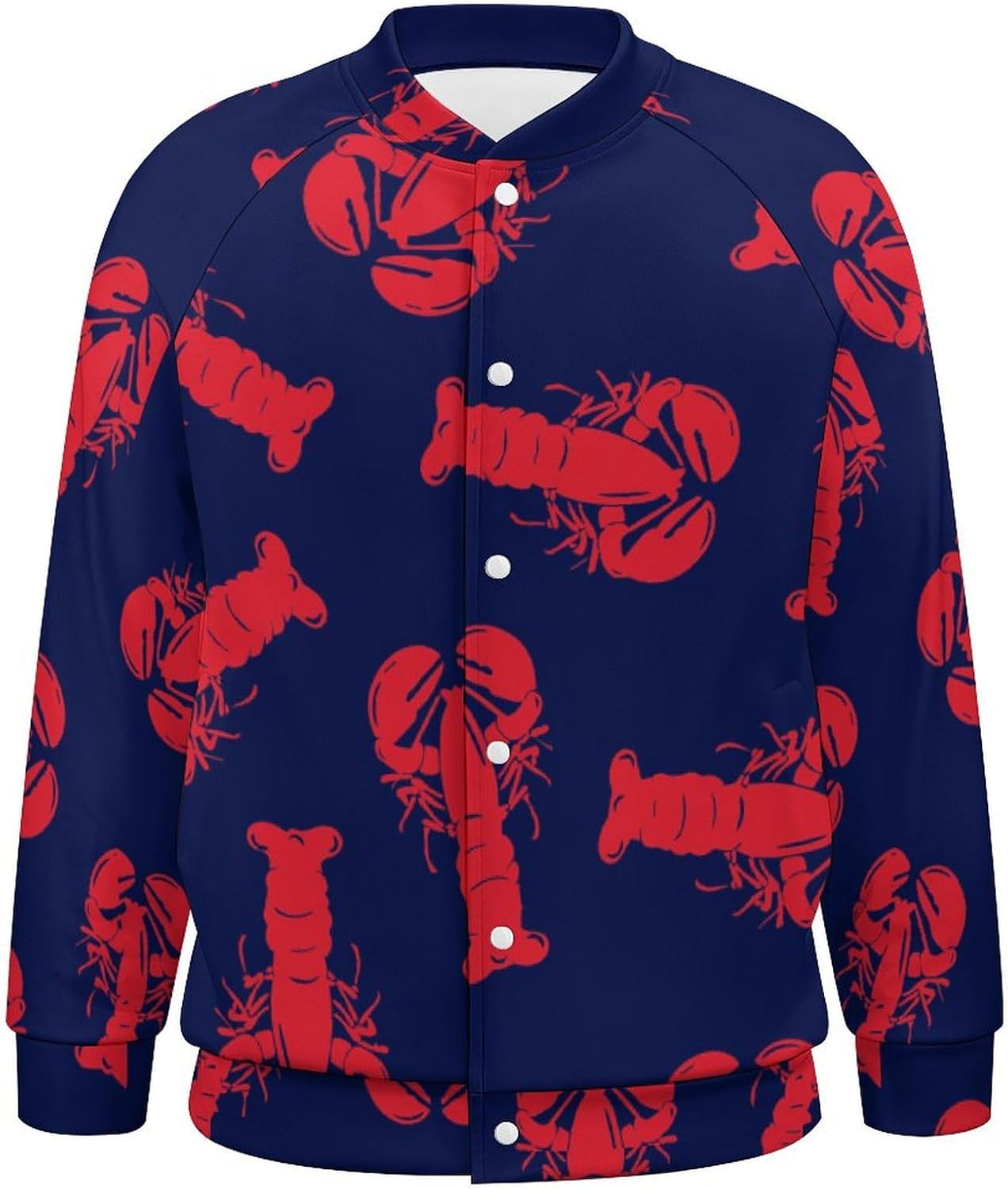 Red Lobster Men's Baseball Jacket Casual Bomber Jacket Loose Letterman Coat