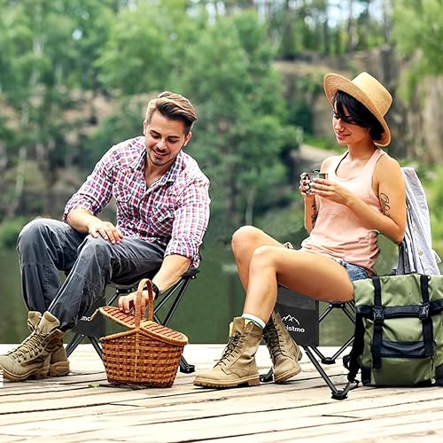 Miniatura 2 de Paquete de 2 taburetes de campamento, taburete plegable portátil de 13.5 pulgadas para exteriores, jardinería, fiesta en la playa, senderismo,