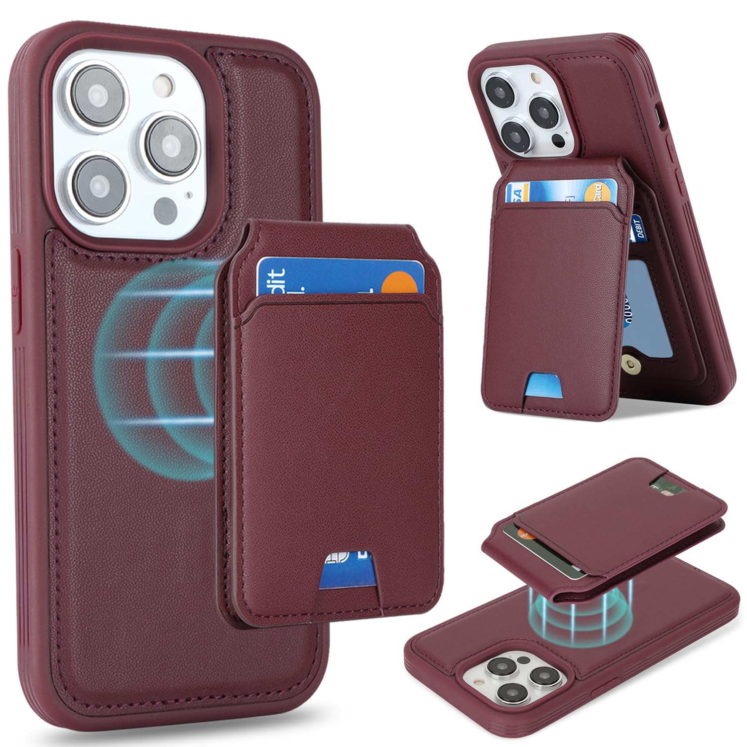 Photo 1 of ?????? for iPhone 14 Pro Case Case with Detachable Magnetic Wallet - 2-in-1 Flip Folio Stand Cover, Card Holder & Wireless Charging Compatible - Blue