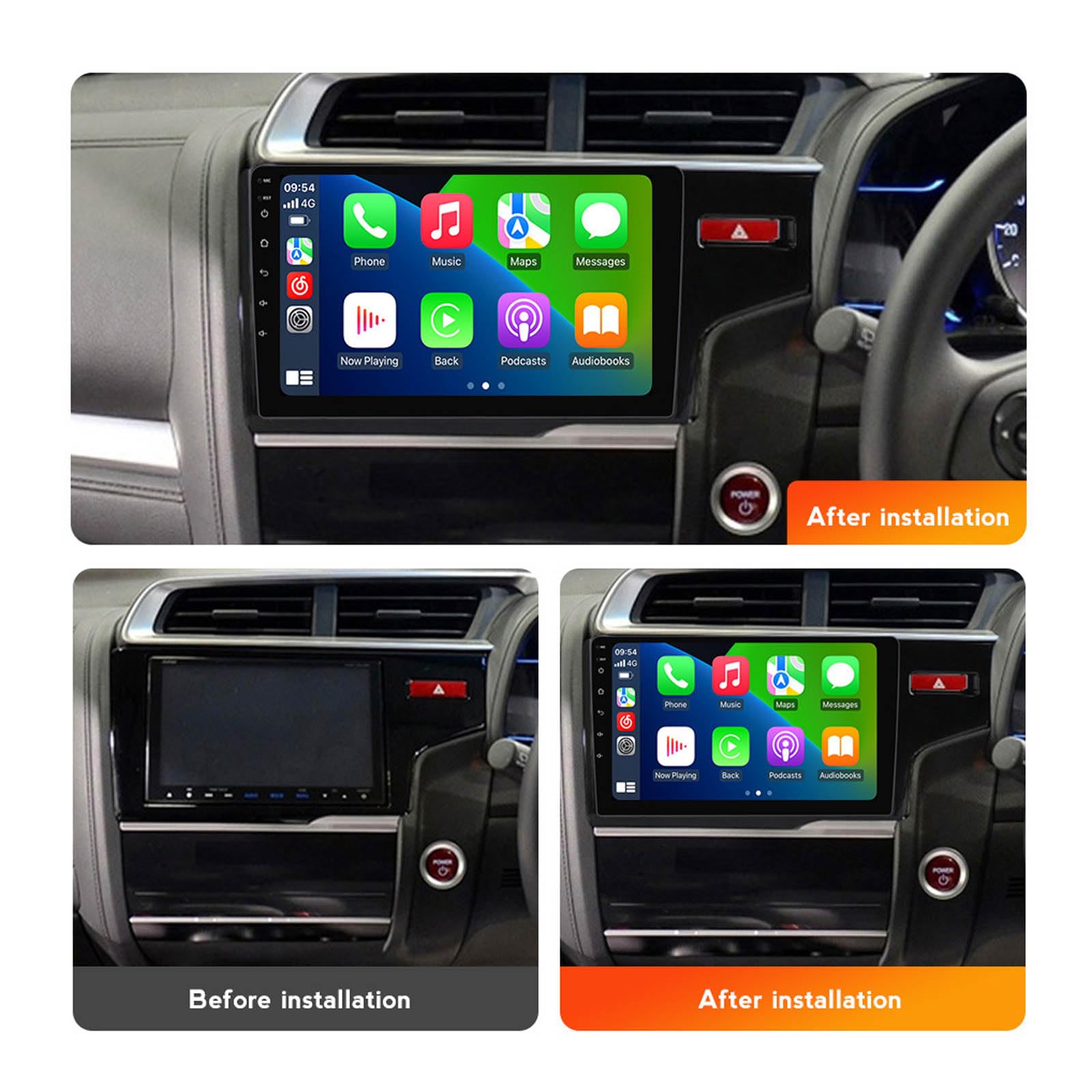 Generico Autoradio Compatibile per Jazz Fit 2014 2015, 2 DIN Schermo Tattile Senza Fili Car Radio con Telecamera Posteriore Android Auto CarPlay