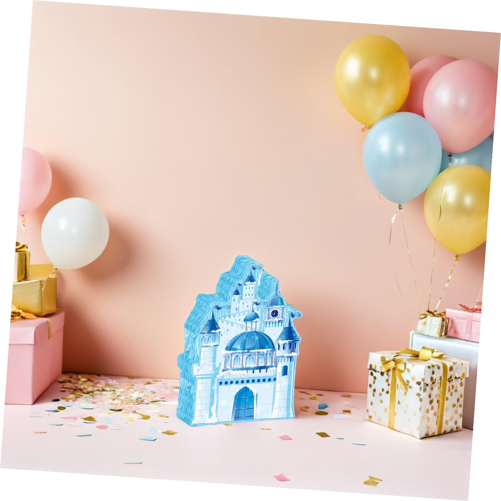 ERINGOGO Piñata Castillo Princesa Azul Hielo Invierno Decoración Cumpleaños Niñas Contenedor Dulces Seguro y Versátil para Fiestas Infantiles