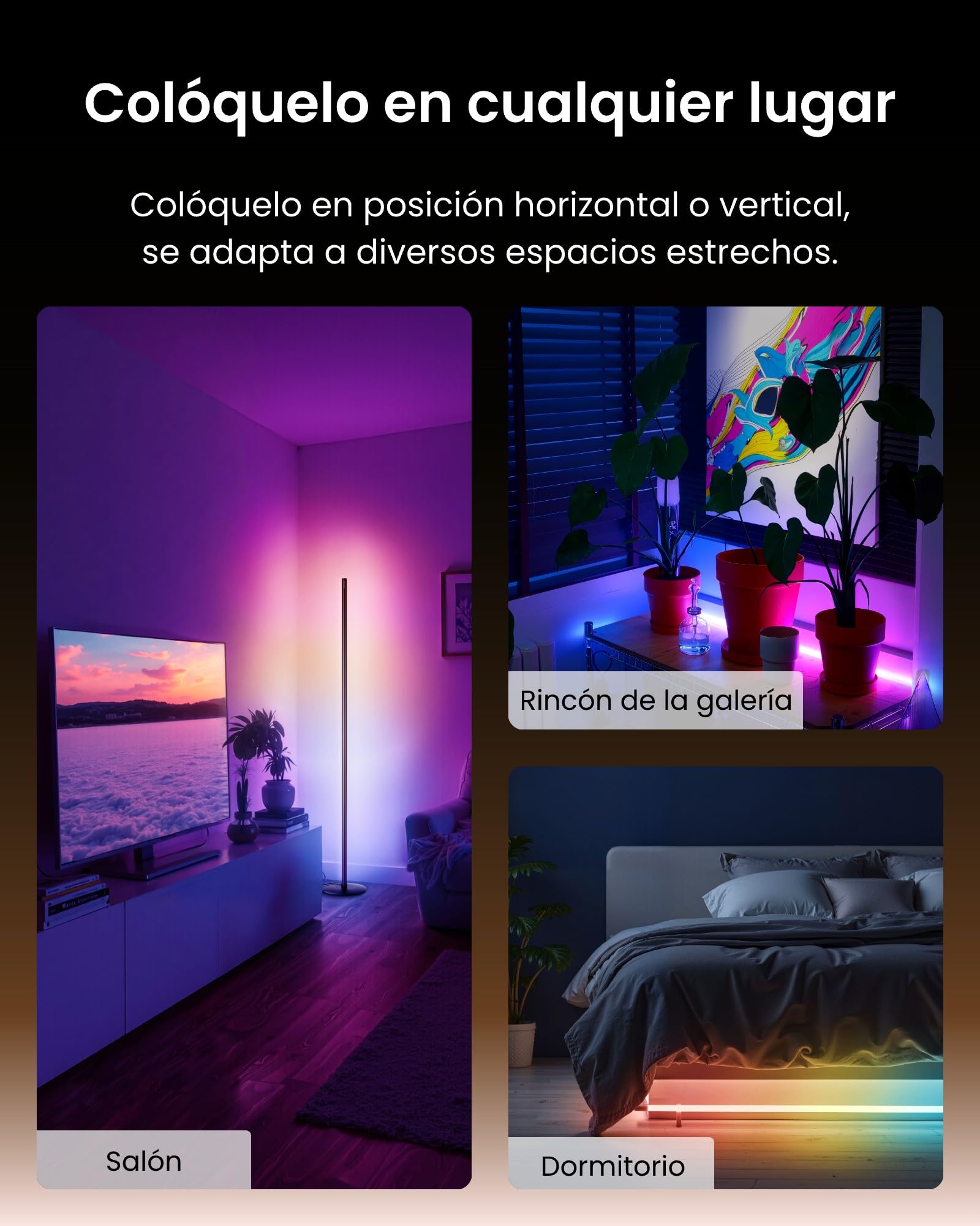 SwitchBot Matter RGBICWW Lampara de Pie, Blanco Cálido & Frío, Lámpara de Pie LED compatible con Apple Home, Alexa, Google Home, 16 Millones Colores, 1200lm, Sincronización de Música, Modos de Escena