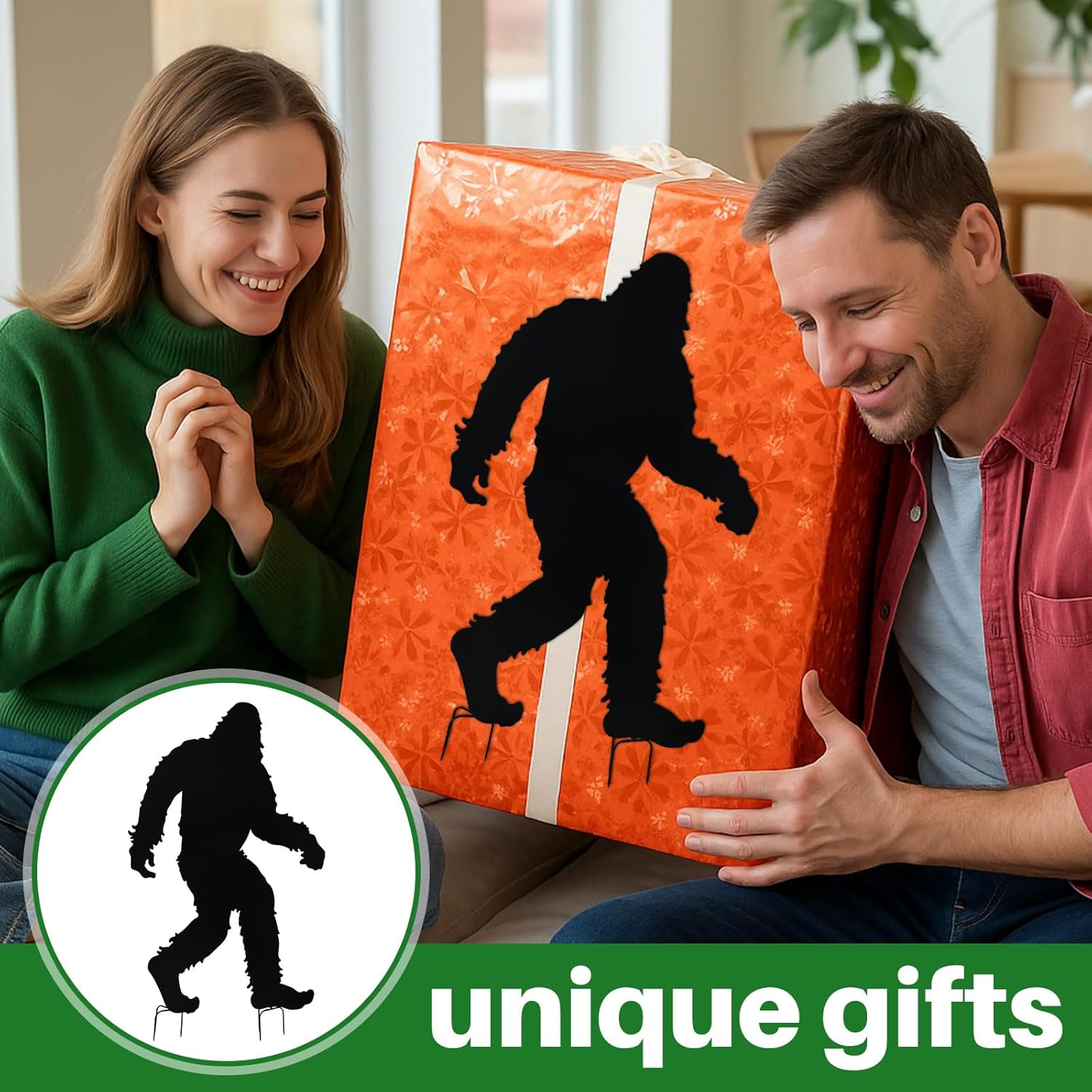 Zonon 7.5ft Large Bigfoot Iron Metal Outdoor Yard Decor Big Foot Sasquatch Gifts for Men Women Bigfoot Statue Silhouette for Yard Art Patio Lawn Forests Garden Farmhouse Decoration(Black,Classic)