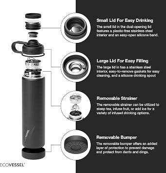 EcoVessel Boulder 24 oz Insulated Stainless Bottle Coral Sand