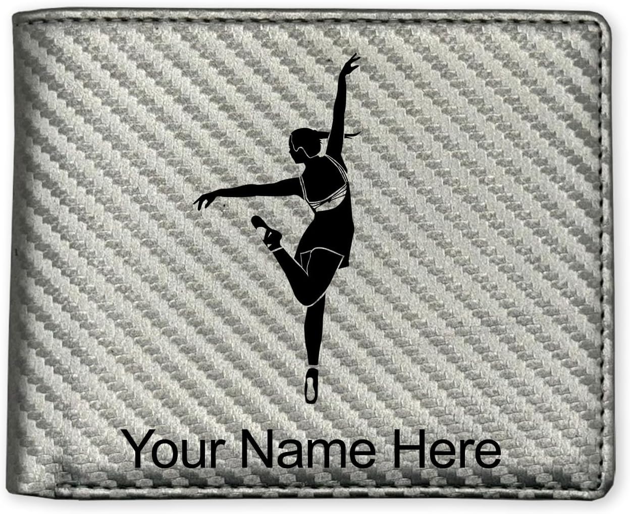 LaserGram Faux Leather Bi-Fold Wallet, Dancing Girl, Personalized Engraving Included (Carbon Fiber Red)