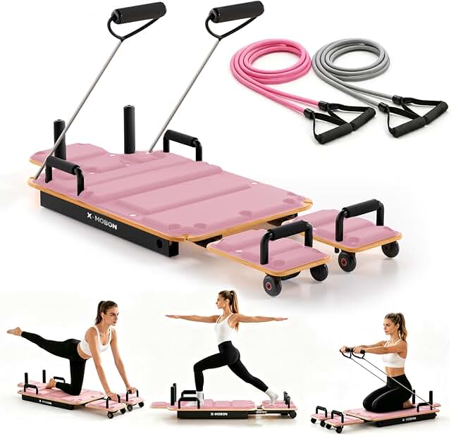 Pilates reformer board with bands