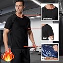 Towintec Sauna Shirt for Men Short Sleeve Sweat Suit Heat Trapping T-shirt Weight Loss Hot Suits Sports Gym Workout Shapewear, Blue, Medium gallery image