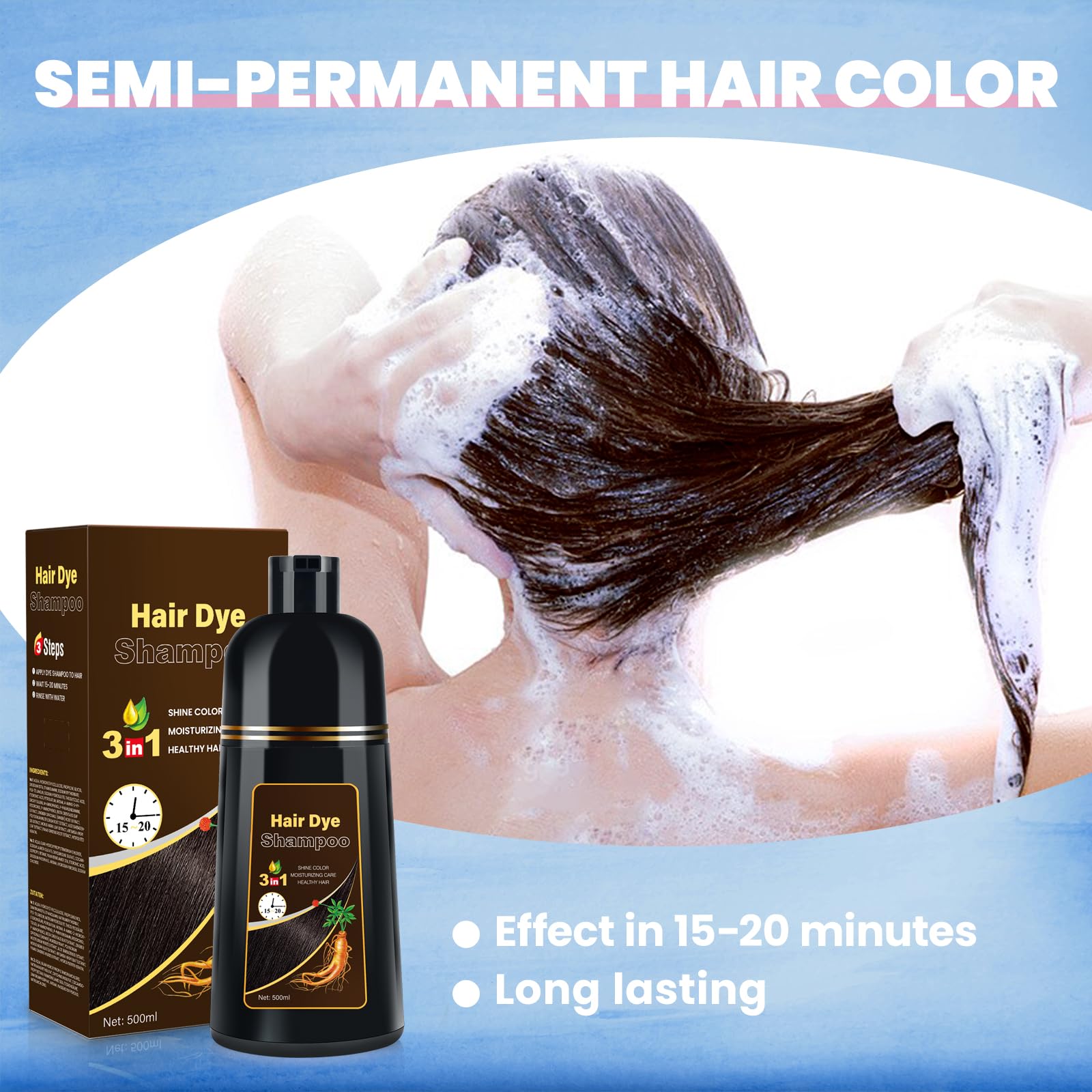Amazon.com : BOJICA Brown Hair Dye Shampoo 3 in 1 for Gray Hair