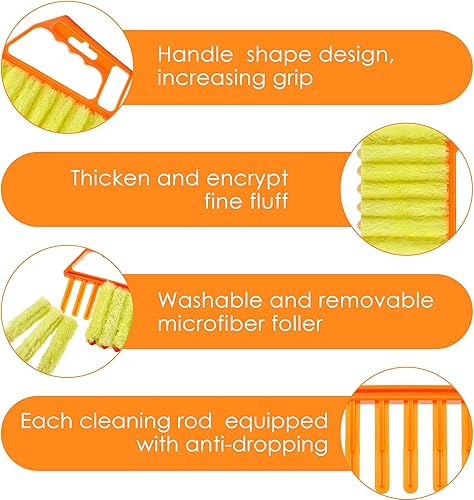 Miniatura 2 de 4 piezas de limpiador veneciano para ventanas, herramienta de limpieza de 7 dedos, cepillo limpiador de persianas y obturadores, limpiador de