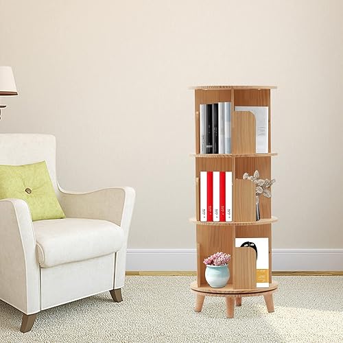 Miniatura 5 de Torre giratoria de exhibición de libros de 3 niveles, estantería de pie con 360 estantes giratorios para niños y aulas, estante de madera para libros