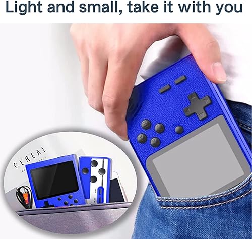 Miniatura 5 de Consola de juegos portátil, 400 juegos clásicos de mano, pantalla LCD de 3 pulgadas y controlador adicional, consola de juegos retro portátil (azul)