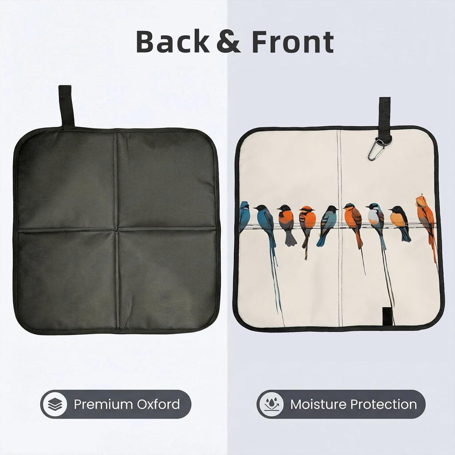 (Colorful Bird) Sitting Pad Foldable Seat Cushion Lightweight Camping Seat Mat with Hook for Outdoor Hiking Picnic Camping