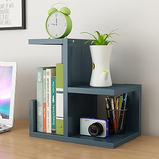 Desktop Bookshelf Adjustable Desk Groceries Organizer Wood Standing Bookcase Multifunctional Storage Shelf Books Cds Magazine Open Book Rack for Home Office Study-1e 40x17x41cm(16x7x16inch) (4b 30x
