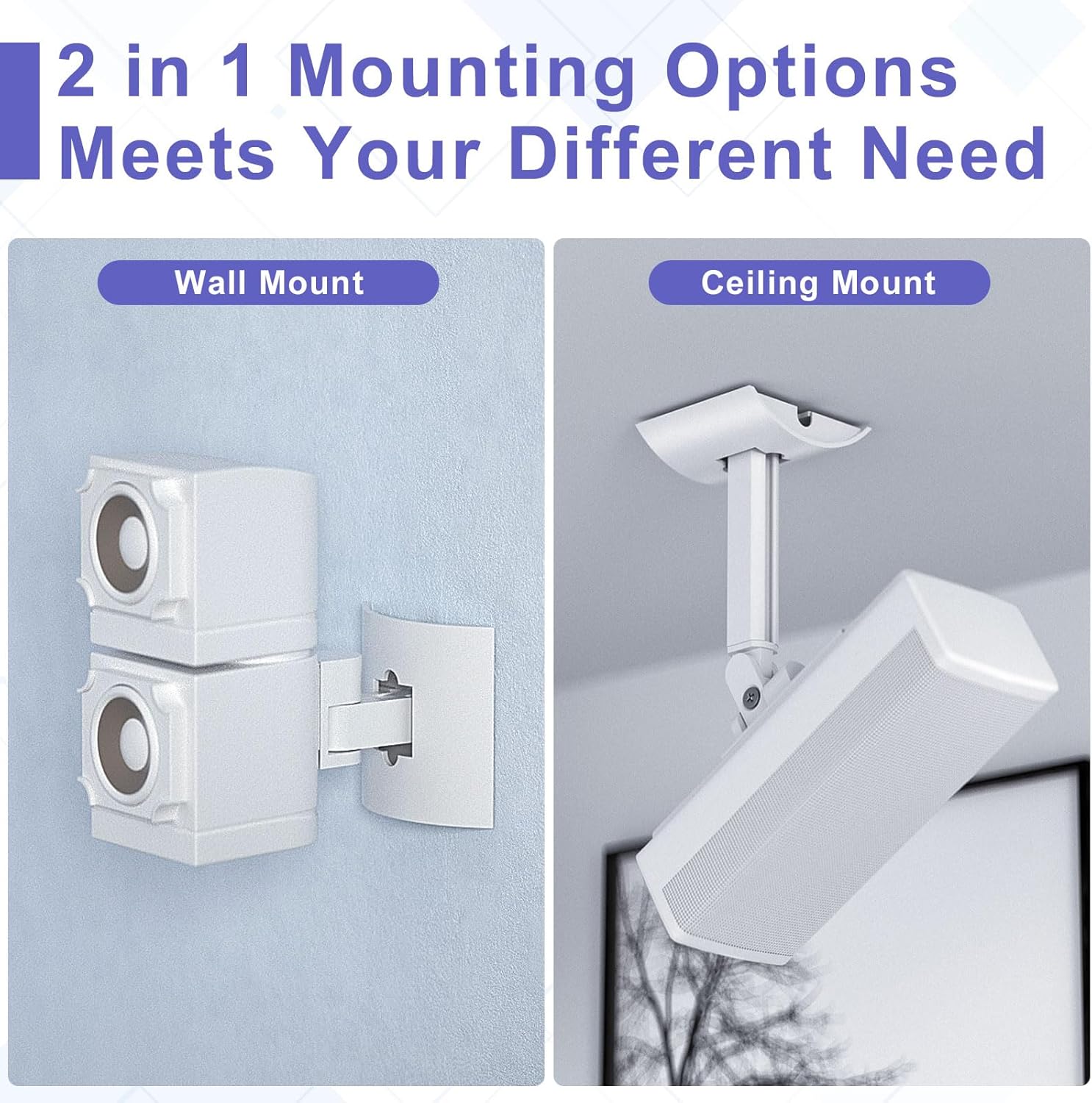 2 Pack Speaker Wall Mount Brackets for Bose UB-20, UB-20 Series II, Wall Mount Ceiling Bracket for Lifestyle 600 ST535 ST525 ST520 535III 525III CM520 SoundTouch JC-II AM6-V AM10-V AM10IV-White