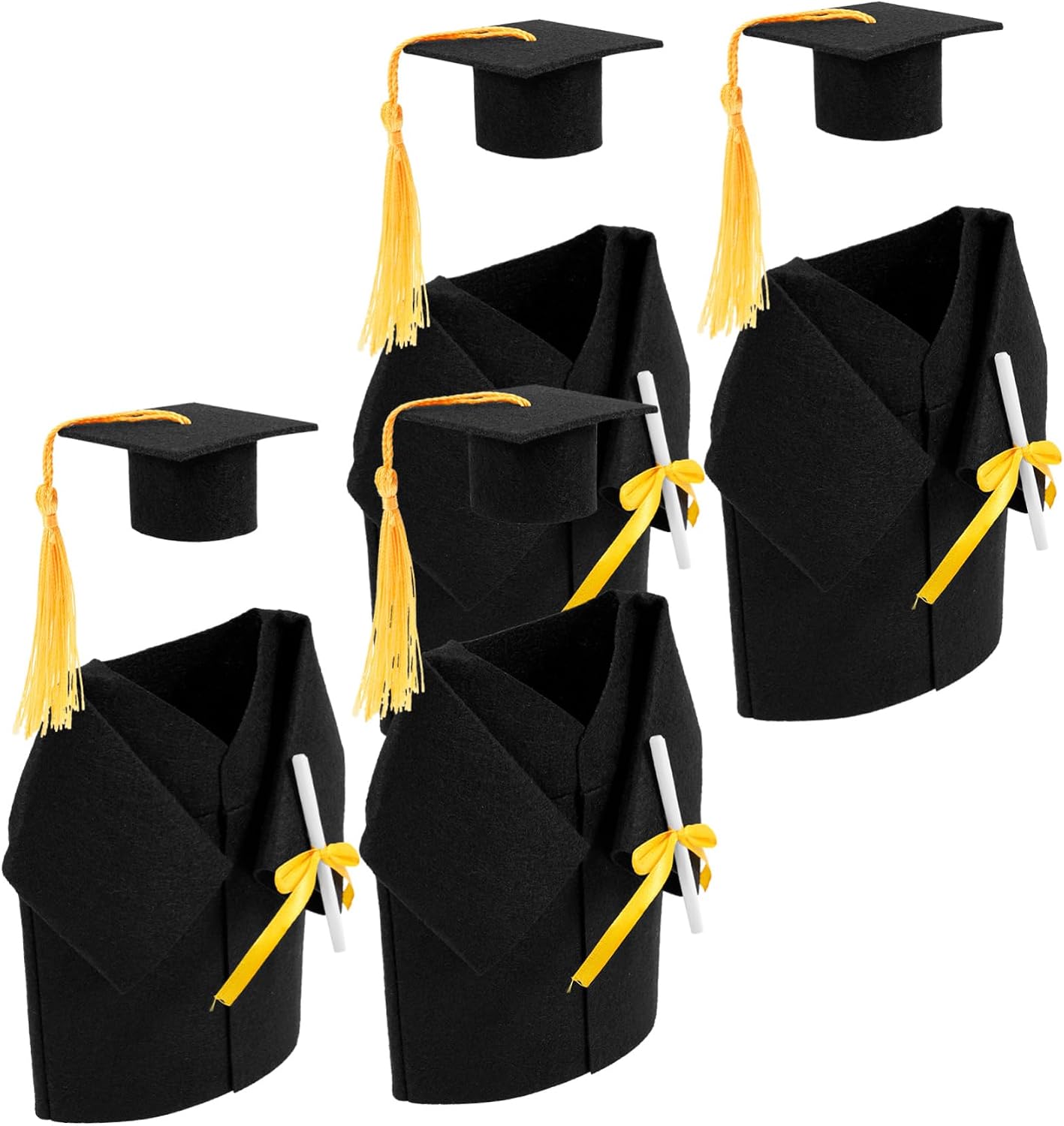 Ciieeo 20 Sets Wine Decor Grad Wine Bottle Topper Hat Bottle Cover Decorative Mini Graduation Cap for Party