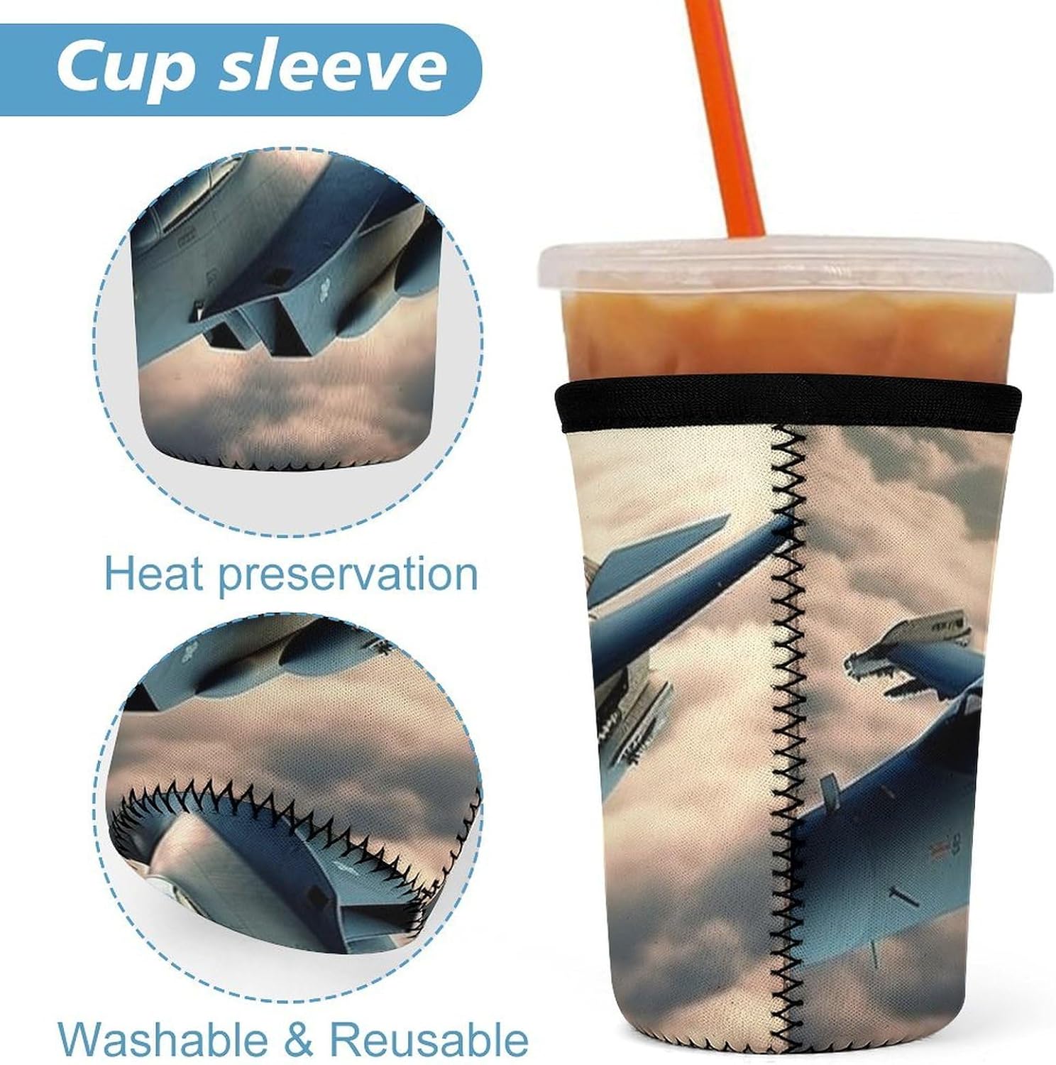 3 Pack Neoprene Cup Sleeves, Stretchy Reusable Drink Cup Cover Universal