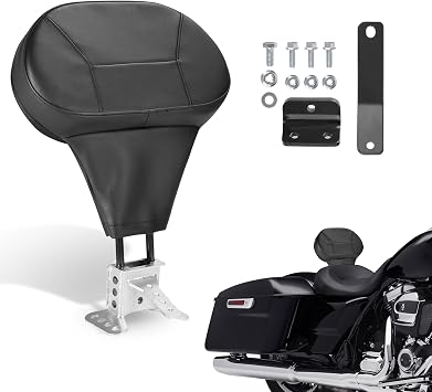 Motorcycle Quick Release Plug-in Driver Backrest Fit For Harley Touring Road King Glide 2009-2026 Adjustable Detachable Rider Pad with Mounting Kit Black String