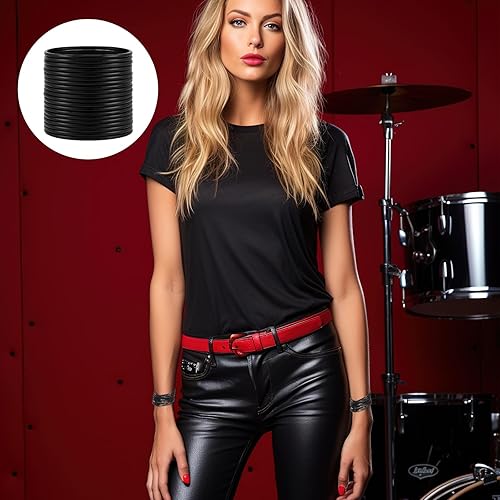 Miniatura 6 de 30 pulseras de gelatina, lazos de silicona para el cabello, estilo retro de los años 80, color negro, tamaño adulto, pulseras elásticas no luminosas