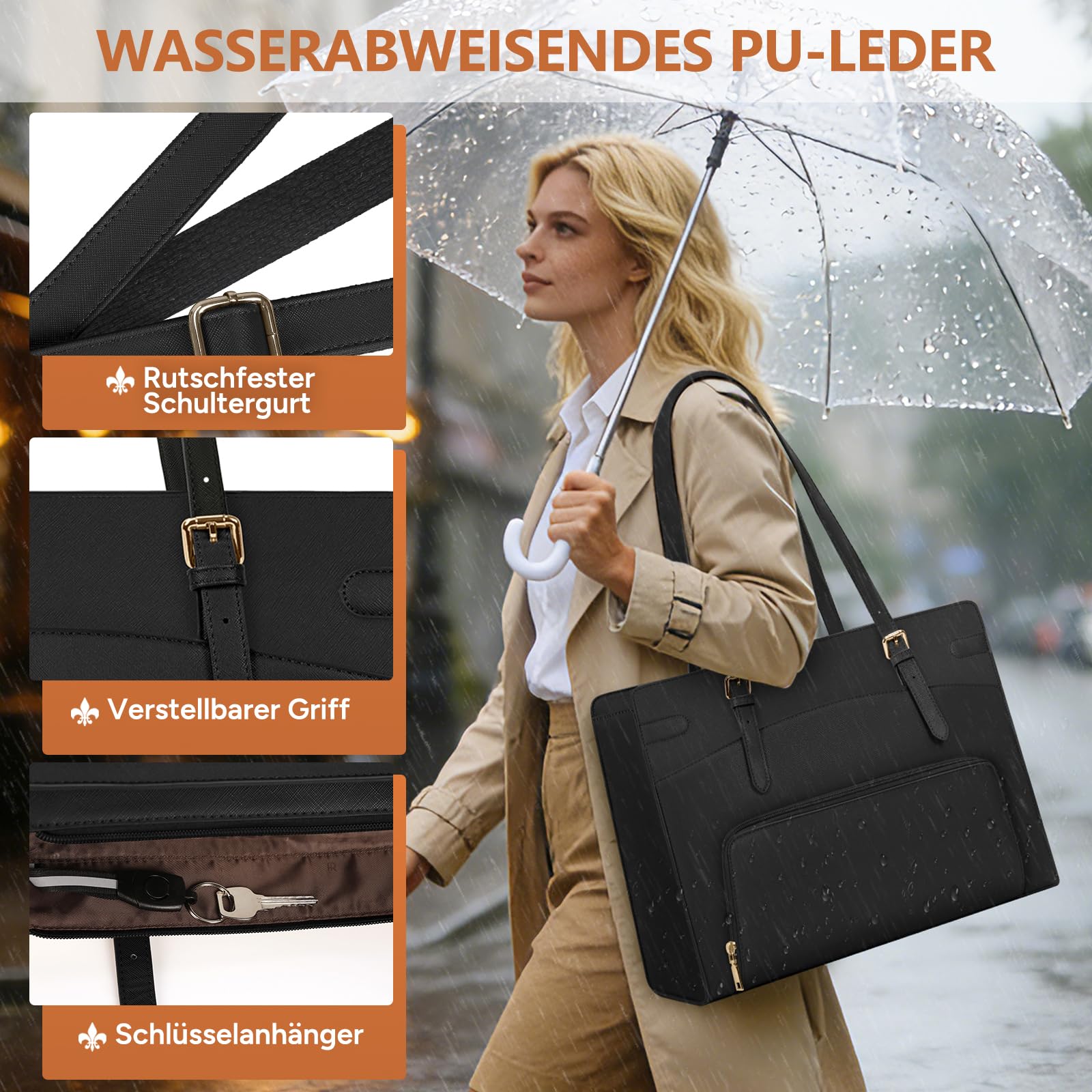 RAINSMORE Arbeitstasche Damen mit Isolierted Kühlfach Shopper Damen