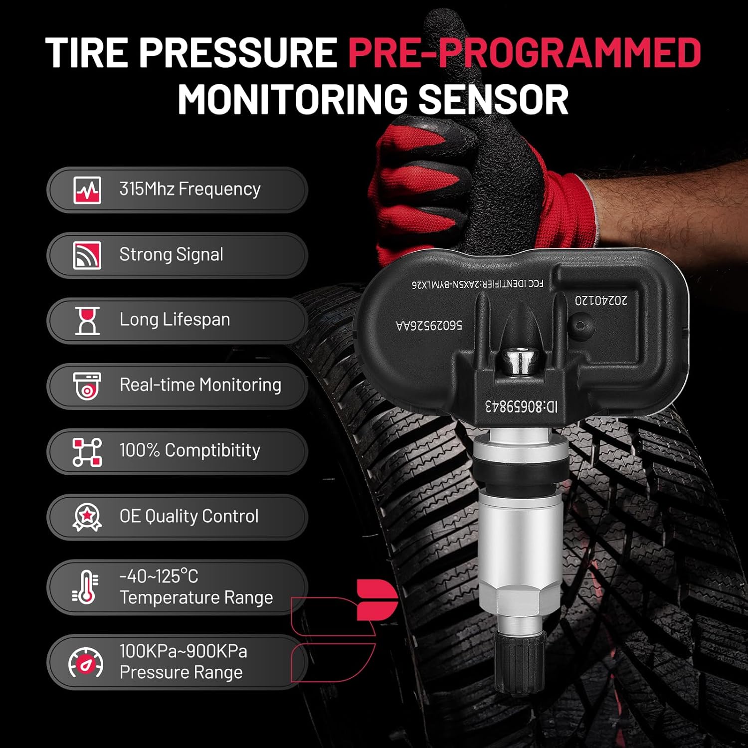 BDFHYK TPMS Sensor 315Mhz Tire Pressure Monitoring System Sensor Compatible with Chrysler Jeep Dodge Mitsubishi, Wrangler Liberty Grand Cherokee Charger 200 300 2005-2014 68001696AB, 56029465AB
