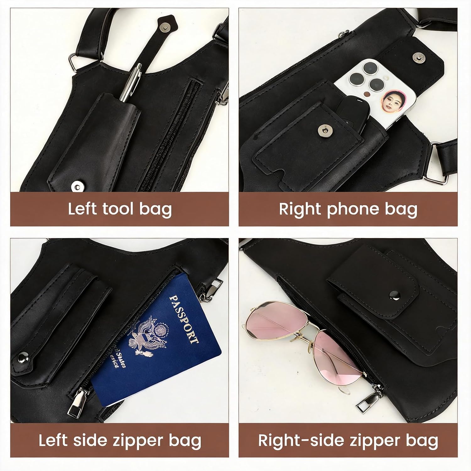 Double Shoulder Underarm Bag for Men, Adjustable Chest Holster Wallet