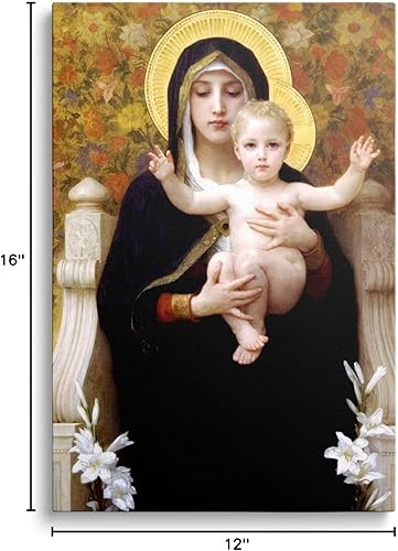 Miniatura 5 de GUN SUPPLIES OUTLET LLC Póster de Madonna y los ángeles del niño jugando con imagen de la Virgen María, pintura santa de la bendita madre católica,