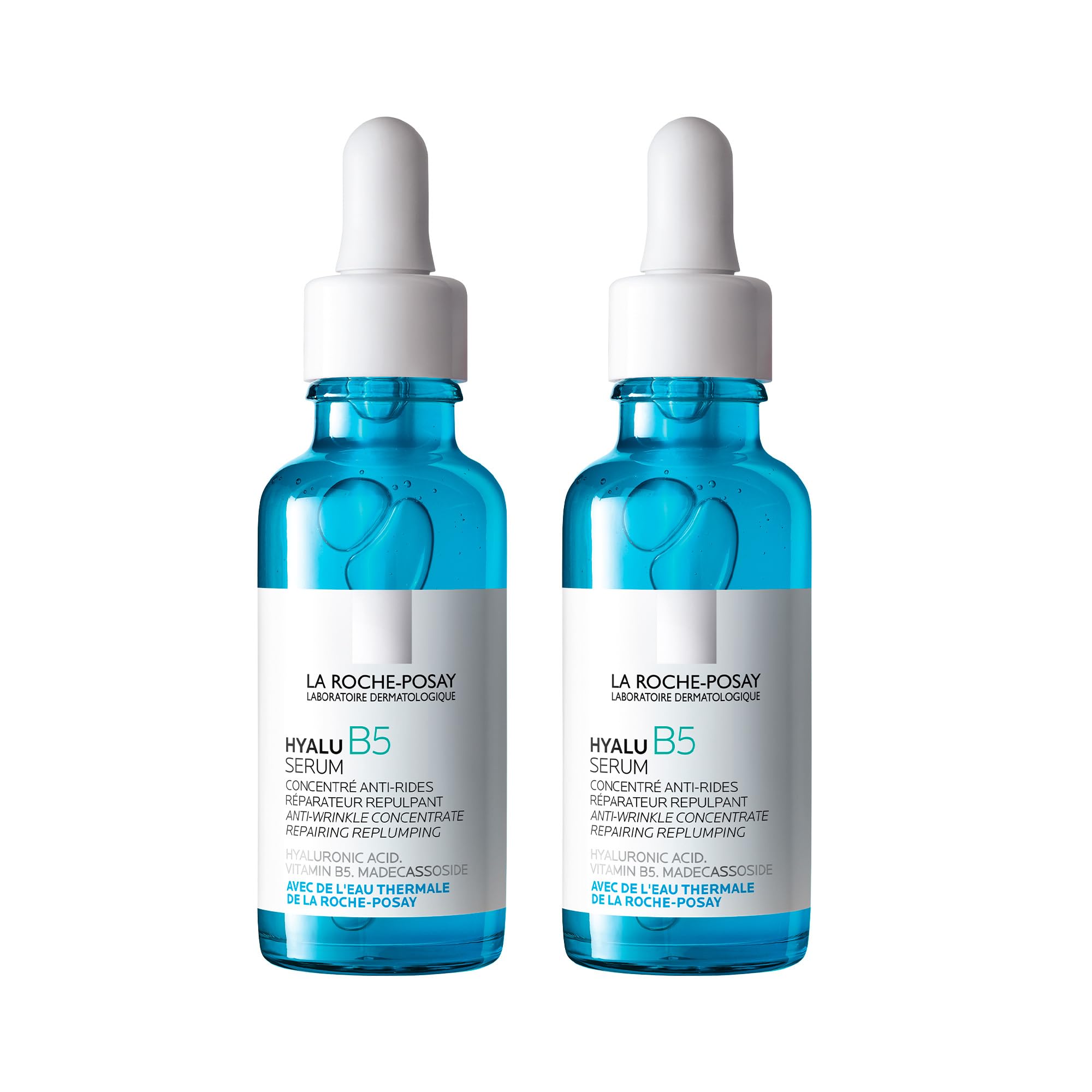 La Roche-Posay Hyalu B5 Siero Anti-Rughe con Acido Ialuronico e Vitamina B5, Effetto Rimpolpante e Riparatore, [Confezione da 2] x 30 ml