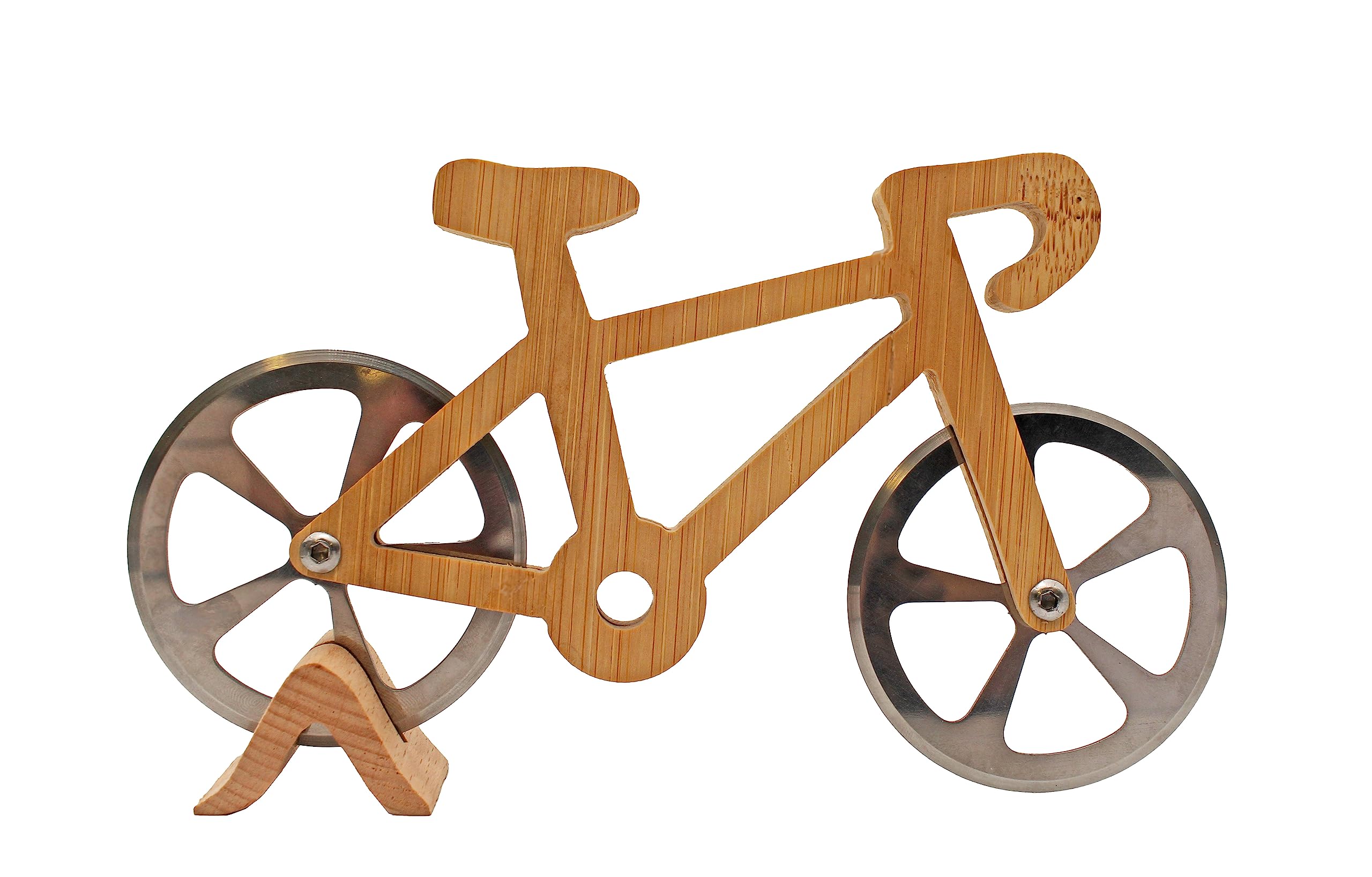WINKEE 17663 Tagliapizza a bicicletta, in acciaio inox