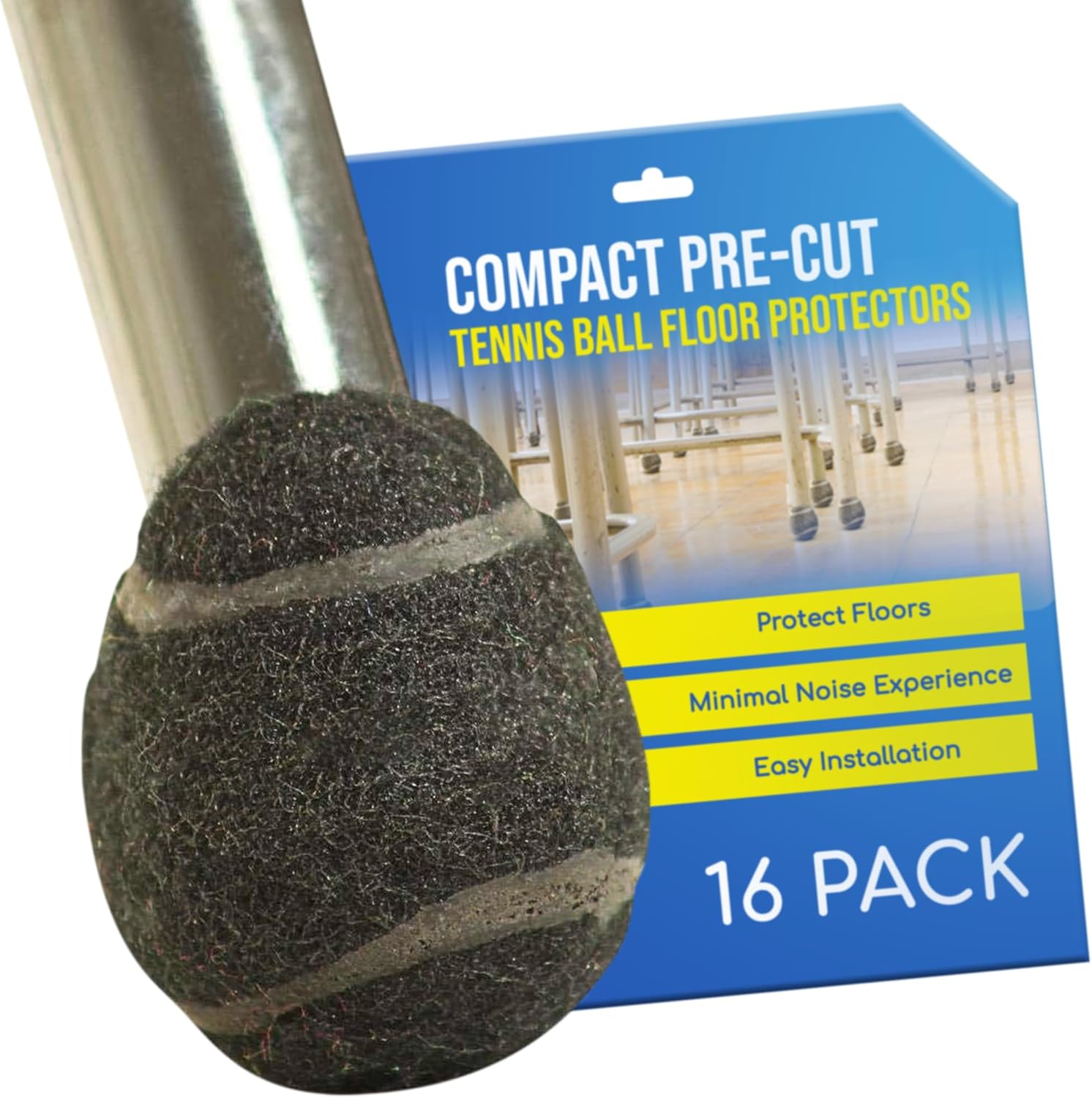 Precut Tennis Balls for Walkers & Chairs – Heavy-Duty Glide Pads for Tables & Desks – Floor Protector Accessory for Mobility Aids – Scratch-Resistant – 2.4 Inch Brown, 16 Count