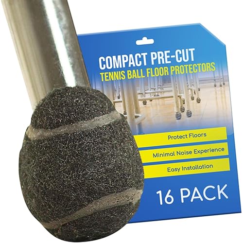 Precut Tennis Balls for Walkers & Chairs – Heavy-Duty Glide Pads for Tables & Desks – Floor Protector Accessory for Mobility Aids – Scratch-Resistant – 2.4 Inch Black, 16 Count