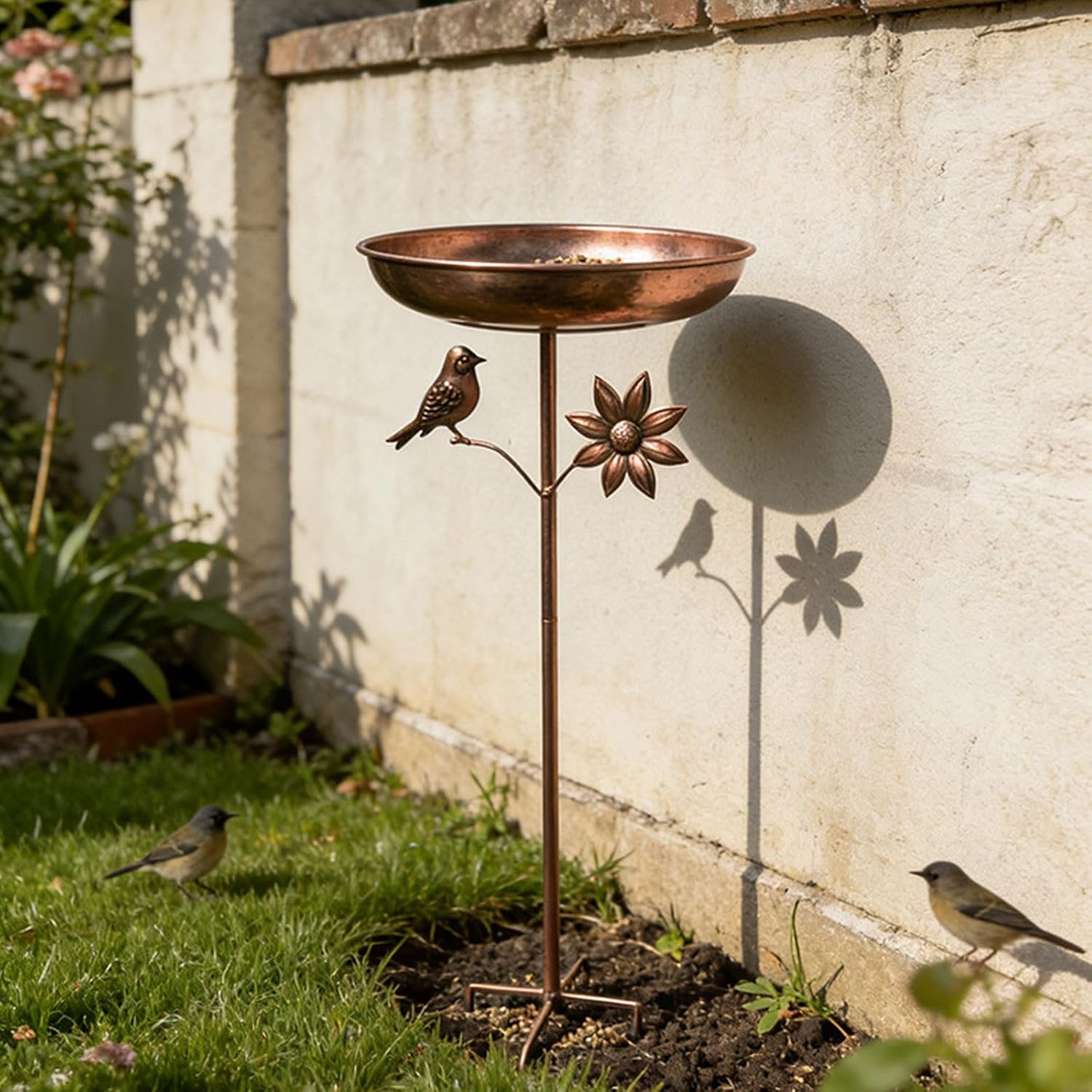 Iron Bird Water Dish 32 Inch for Garden Patio Attracting Wild Birds Bird Feeder Bath