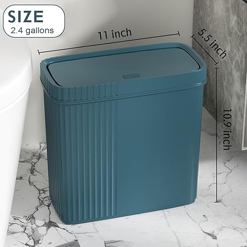Miniatura 37 de UUJOLY Cubo de basura pequeño para baño con tapa, papelera delgada de plástico, contenedor de basura para cocina, lavandería, oficina, habitación