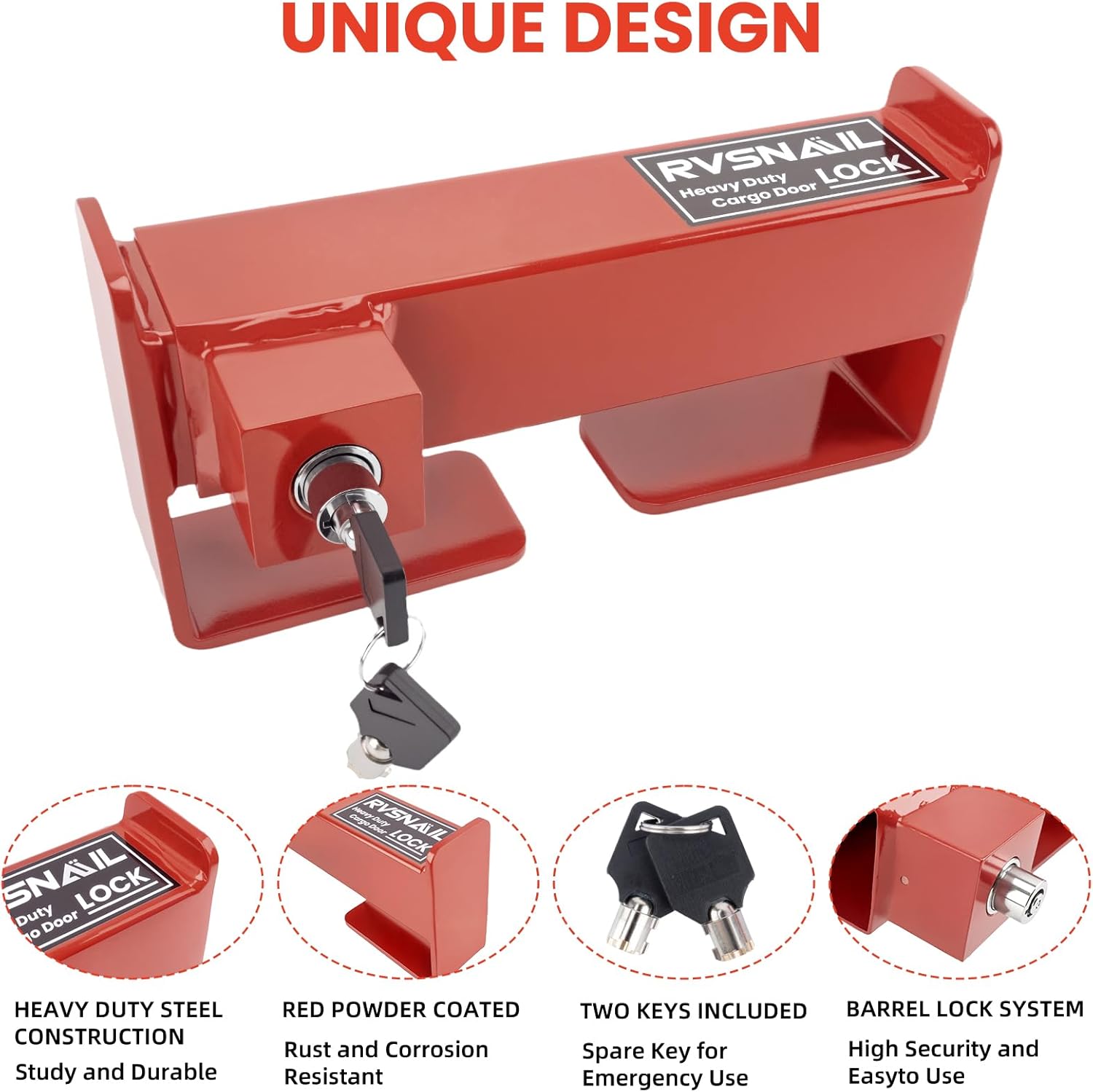 Cargo Door Lock Heavy Duty, Shipping Container Locks with High Security Key System, Universal Cargo Door Lock for Semi Trucks & Conex Containers (Rust-Proof Finish)