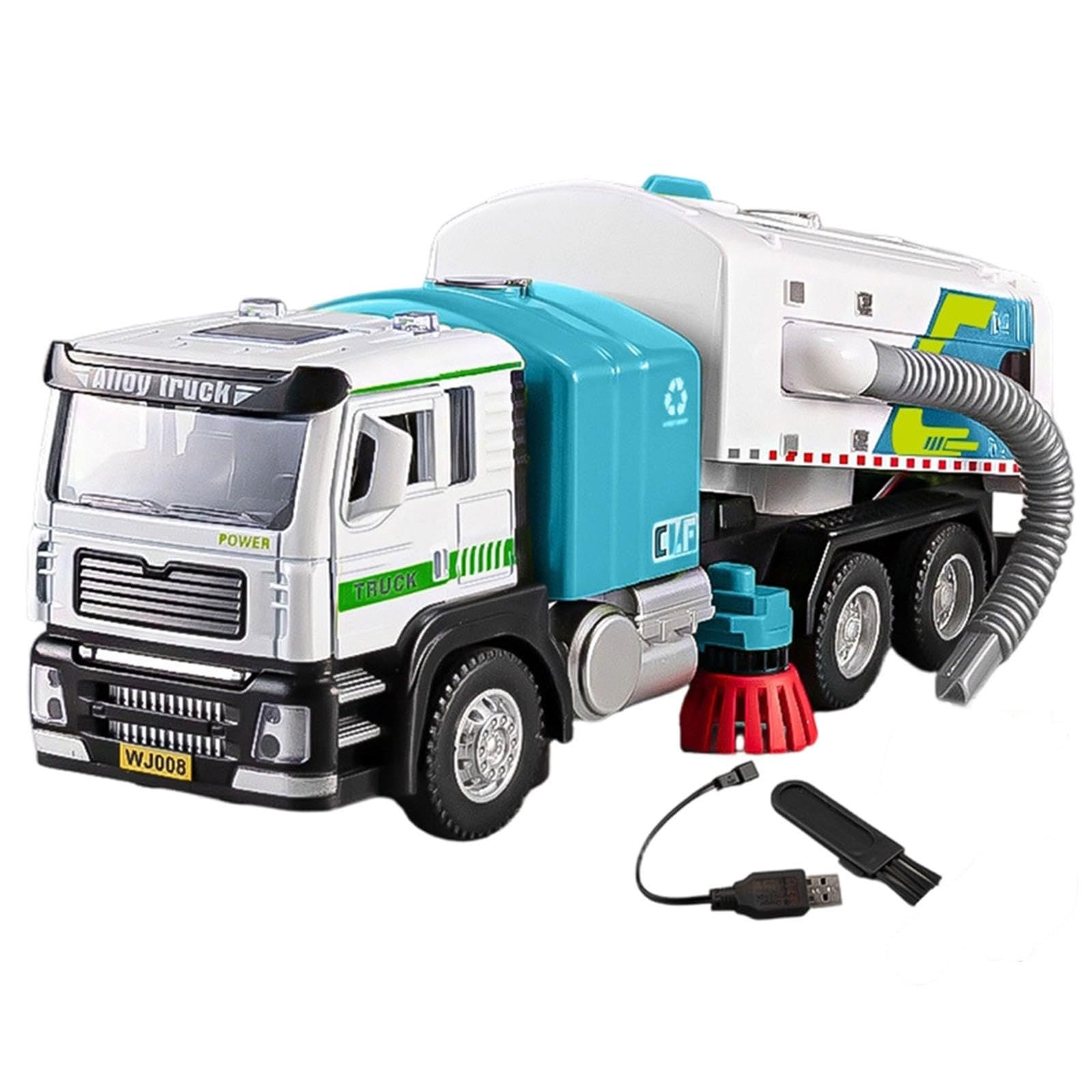 Street Sweeper Toy, Large Scale Alloy Vacuum Sweeper Truck Model Toy, Realistic Cleaning Vehicle Toys, Sturdy Construction Fun Play, Imaginative Play Learning Concepts Safe Alloy Car Family Toys