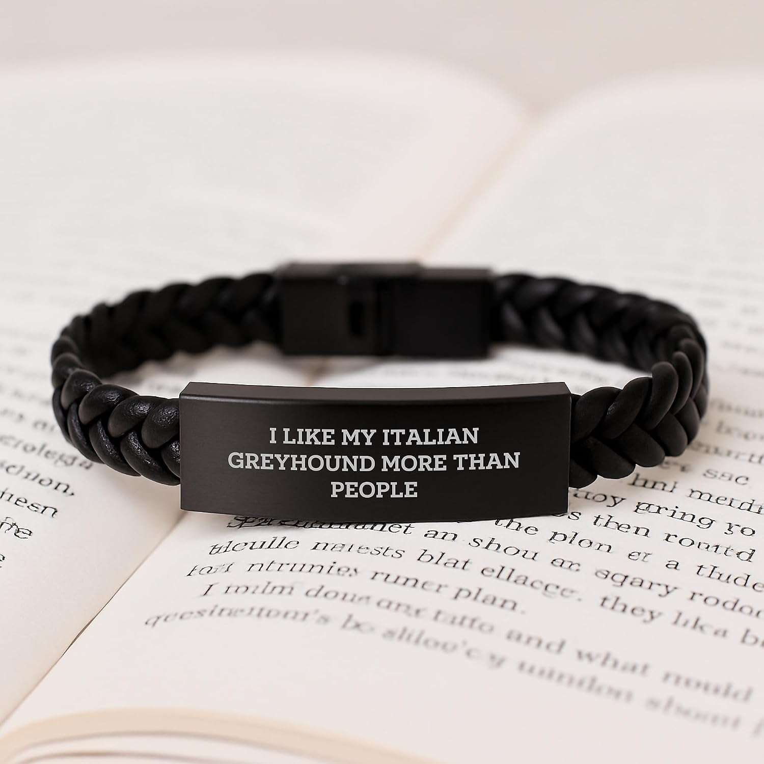 Italian Greyhound Dog Enthusiast Gifts for Him Her, Funny Quote Interlaced Leather Bracelet, Gifts from Friends Family, Birthday Unique Presents